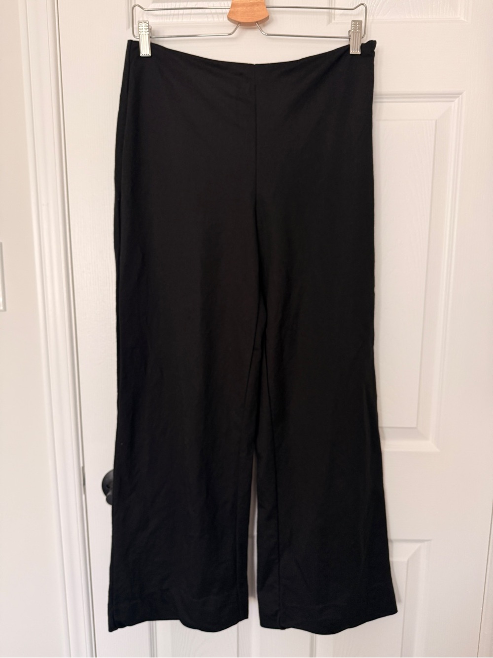 Mango Black Wide-Leg Pull-On Pants